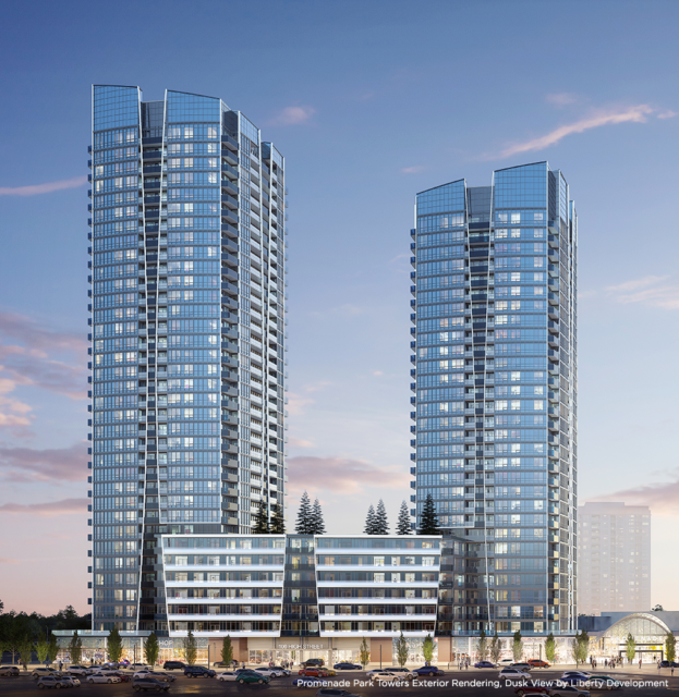 Promenade Park Towers - Exterior Rendering Dusk View